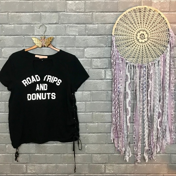 Rebellious One Tops - 💫rebellious one // black road trips donuts tee m
